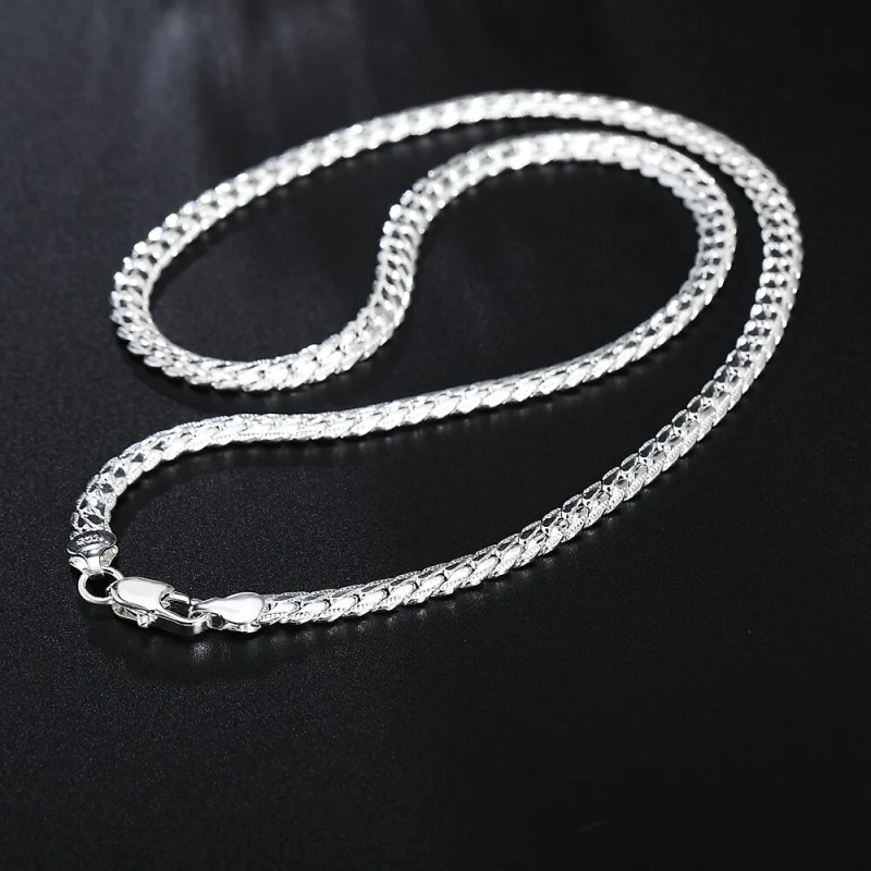 Hot 925 Stamp Silver color 6mm width Chain luxury Fine Necklace For Woman Men 18-24inches Fashion Wedding  party Jewelry