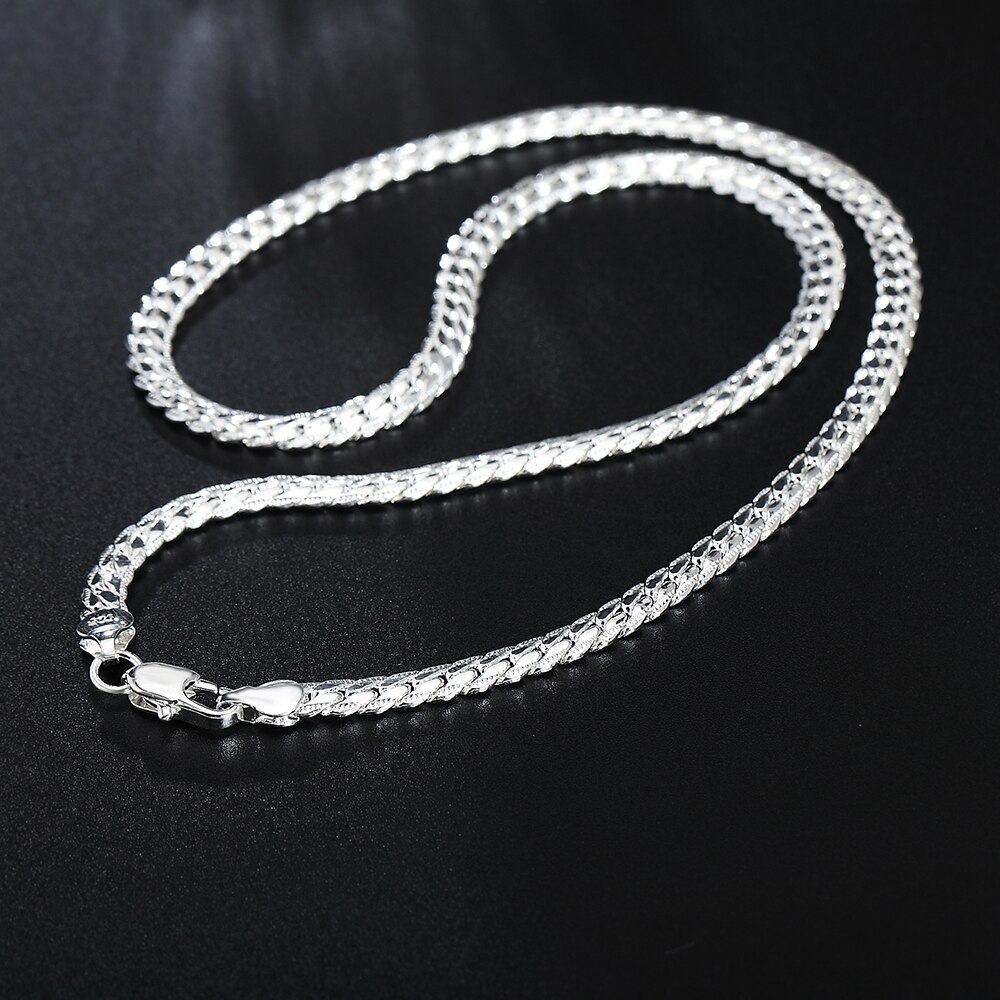 Hot 925 Stamp Silver color 6mm width Chain luxury Fine Necklace For Woman Men 18-24inches Fashion Wedding  party Jewelry