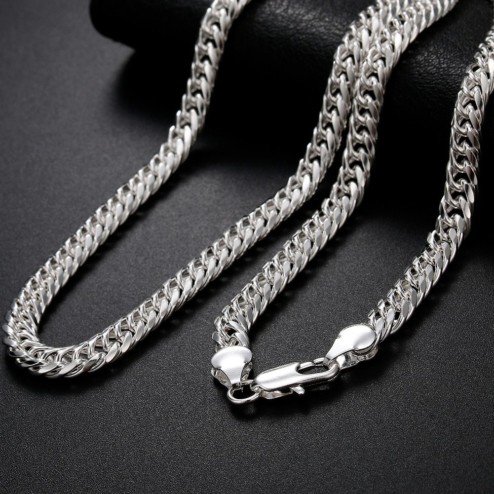 New 925 Stamp Silver color fine 6MM geometry chain Necklace for Men's Women Luxury Fashion Party Wedding Jewelry Christmas Gifts