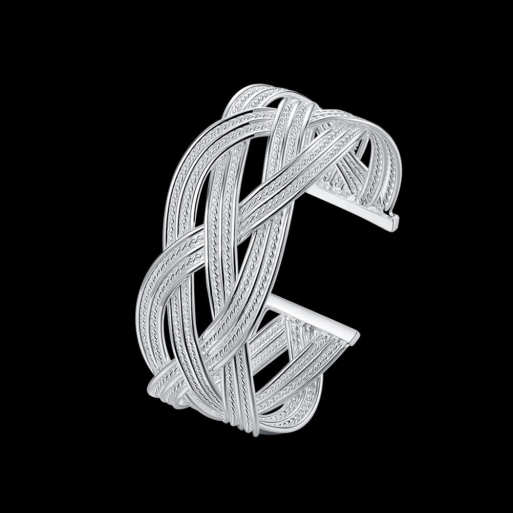 925 Stamped Silver color elegant Braided wire bangle for Women Bracelet Fashion Wedding Party Gift Jewelry National customs