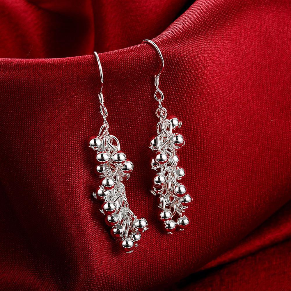 Original designer 925 Stamp Silver color Grape beads necklaces earrings bracelets rings jewelry set for women fashion party