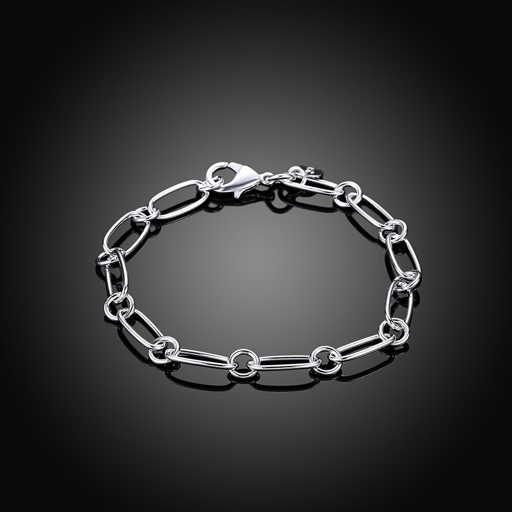 New popular 925 Stamp Silver color Bracelets circle chain for woman lady men classic Wedding party Gift fashion Jewelry