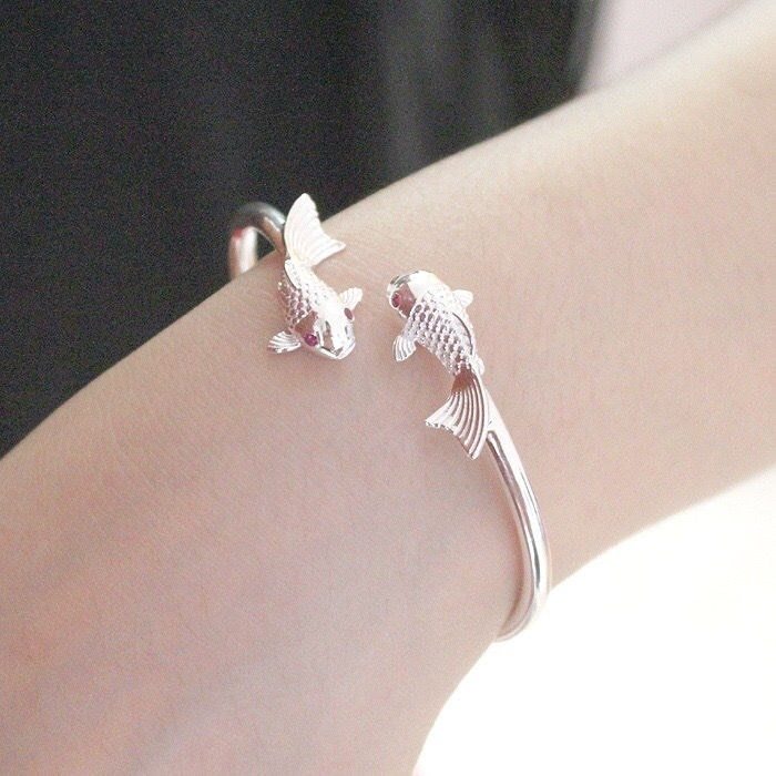 High quality 925 Stamp Silver color Original goldfish bracelets Bangles for women fashion Luxury party wedding jewelry fine gift