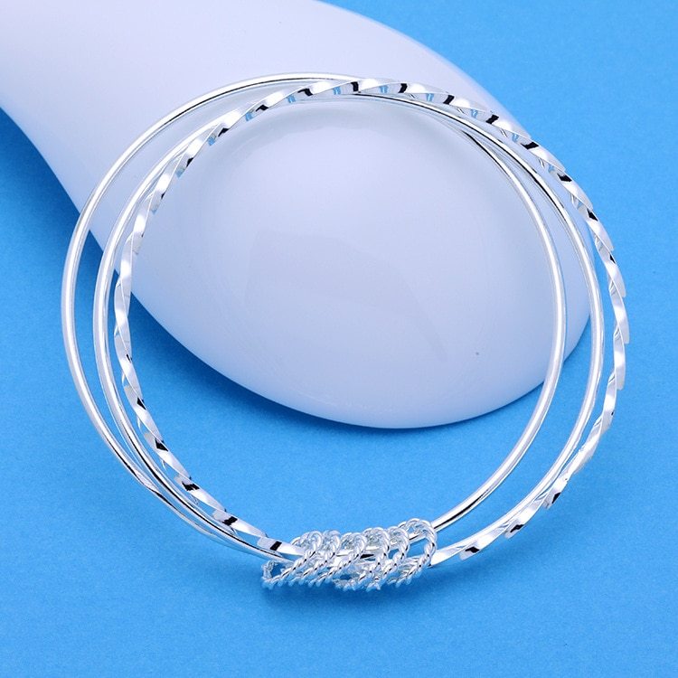 Special offer Hot new 925 Sterling Silver fine Three circles bangle for women Fashion Party wedding Jewelry Christmas gifts