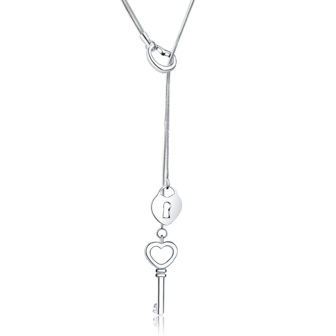 Special offer 925 Stamp Silver color Fashion brand Heart lock key Necklace For Women luxury Wedding party Jewelry Christmas gift