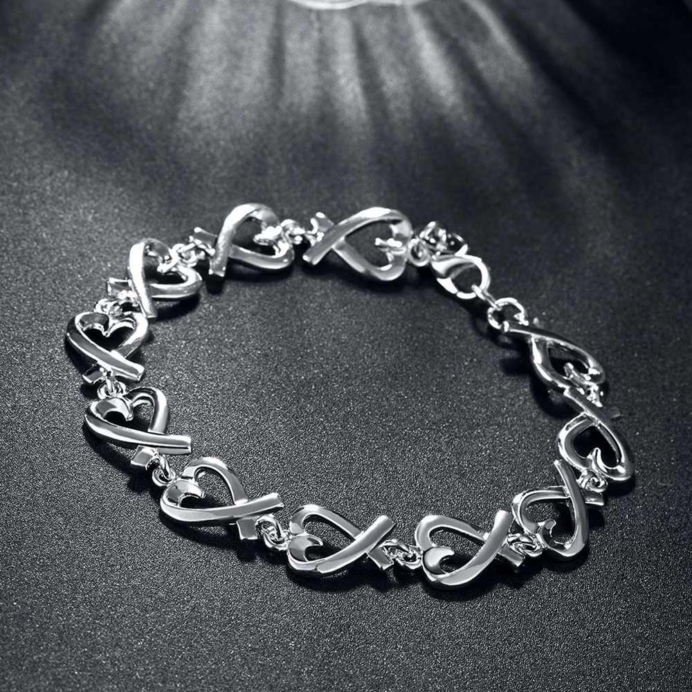 Special offer fashion 925 Stamp Silver color Bracelet for woman heart kelp chain jewelry Wedding party Christmas gifts