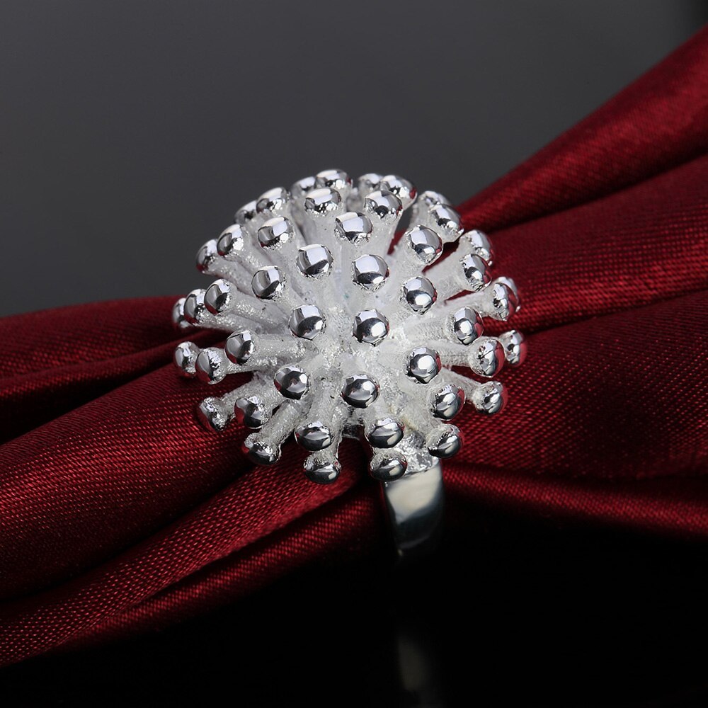 Factory direct 925 Stamp Silver color Fireworks Pendant necklace earring rings Jewelry set for women classic Fashion Party gifts