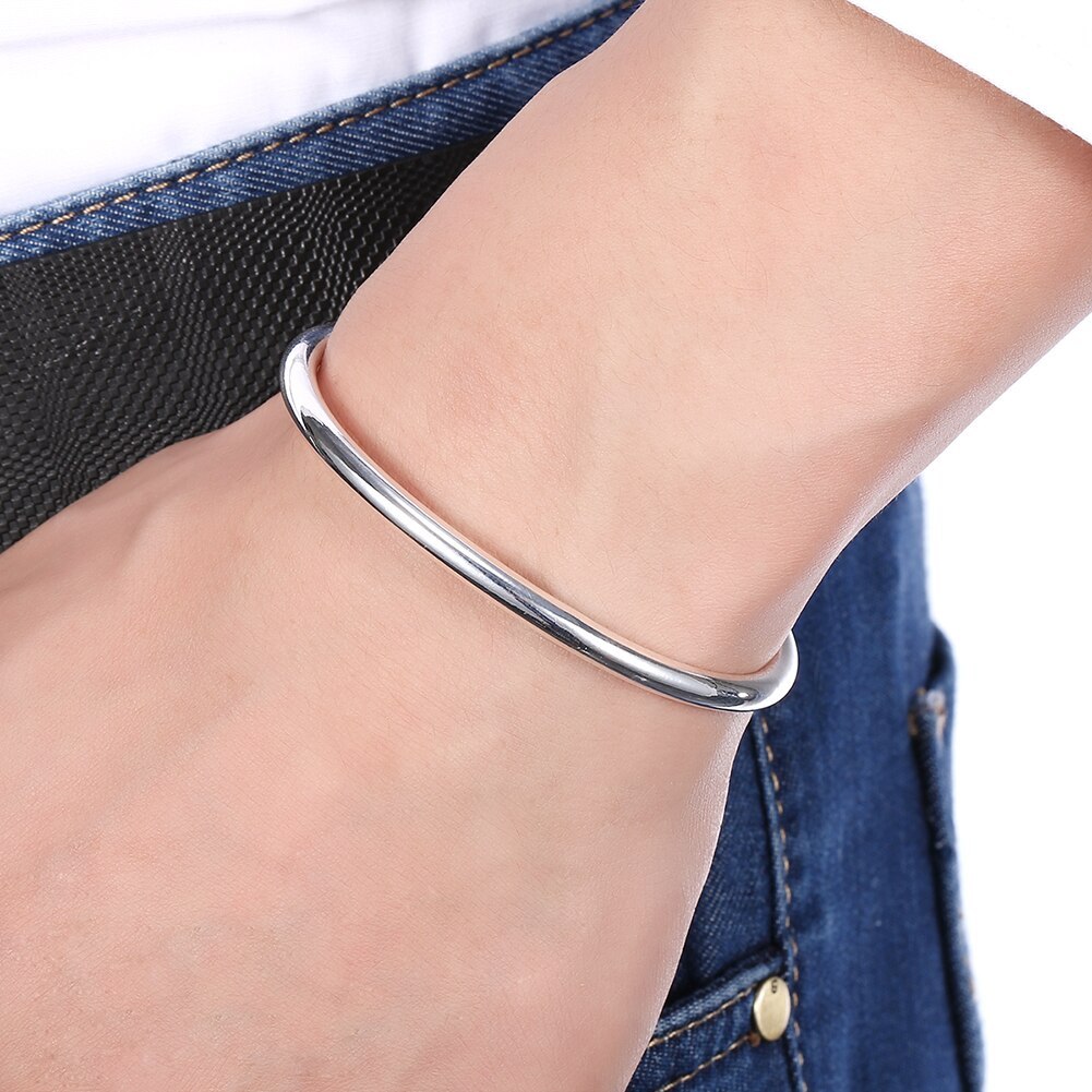 Hot fine 925 Stamp Silver color Simple elegant bangles for Women Fashion Bracelets Wedding Party Christmas Gifts charm Jewelry