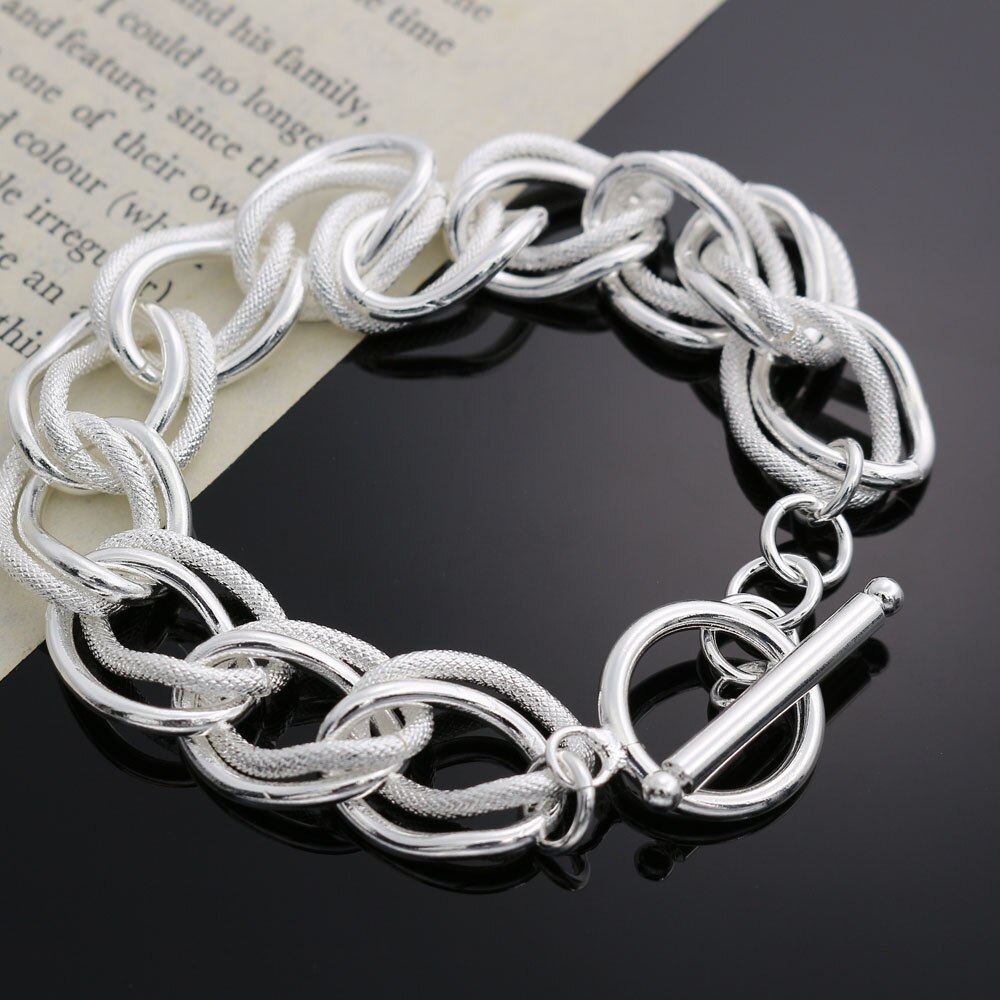 Charms 925 Stamp Silver color Double twist chain Bracelets For Women fashion luxury designer party Wedding Jewelry gifts