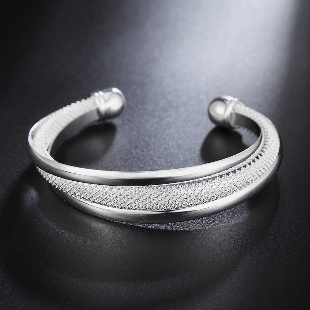 Fine hot  Silver Bracelets fine bangles for Women Fashion Wedding Party Christmas Gift charm Girl student Jewelry