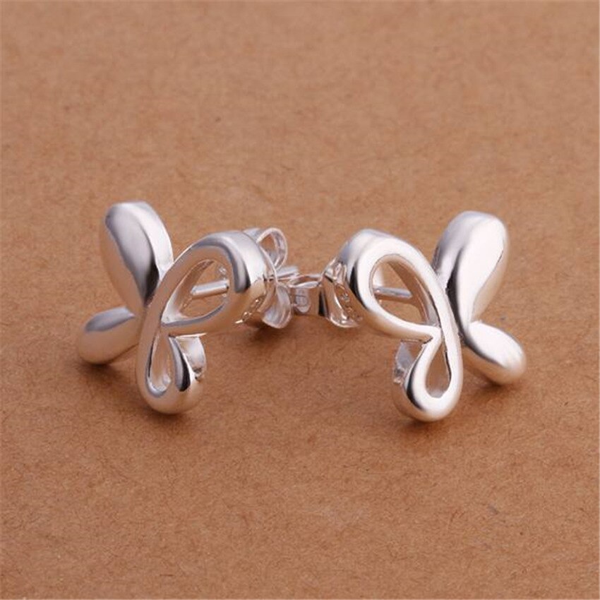 New fashion 925 Silver Color Earrings for Women All-match trend Butterfly earrings Ear studs Christmas Gifts party Jewelry