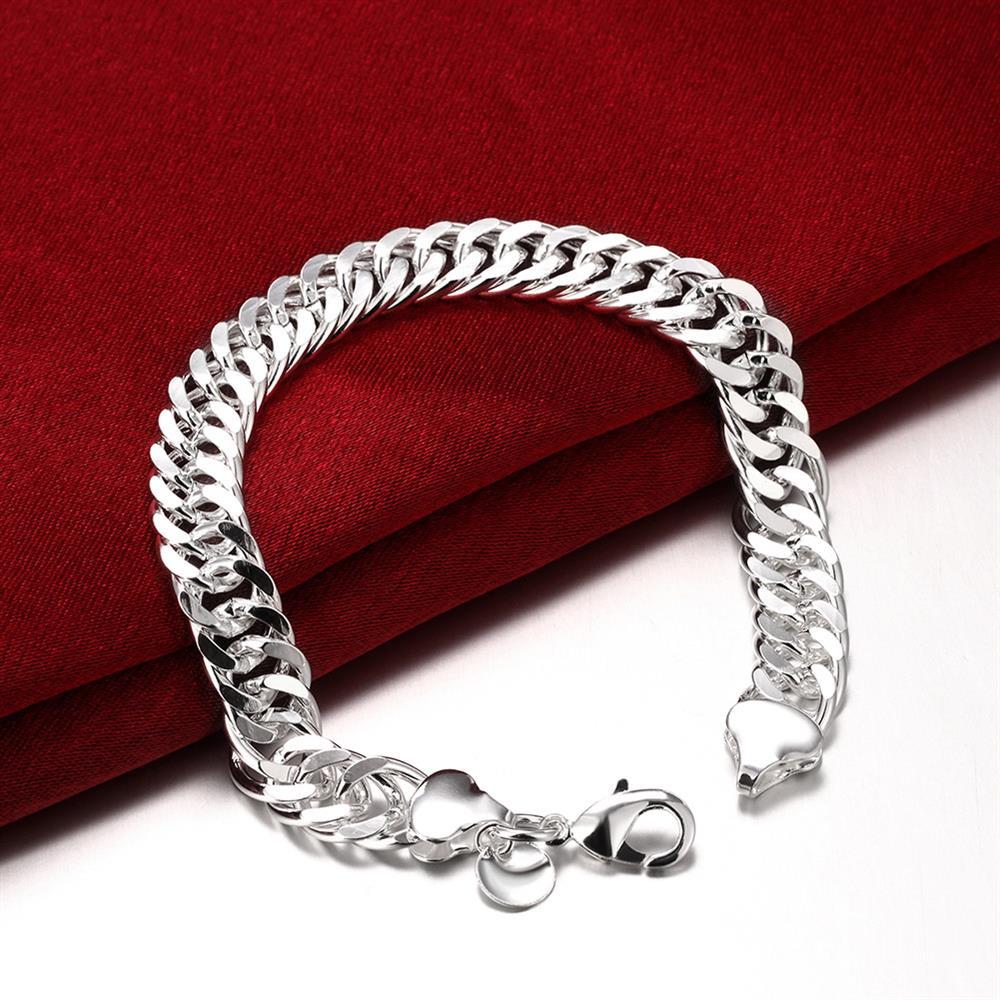 Hot charm 925 Stamp Silver color Bracelet for woman man 10MM classic Whip chain Wedding party Christmas Gifts fashion Jewelry