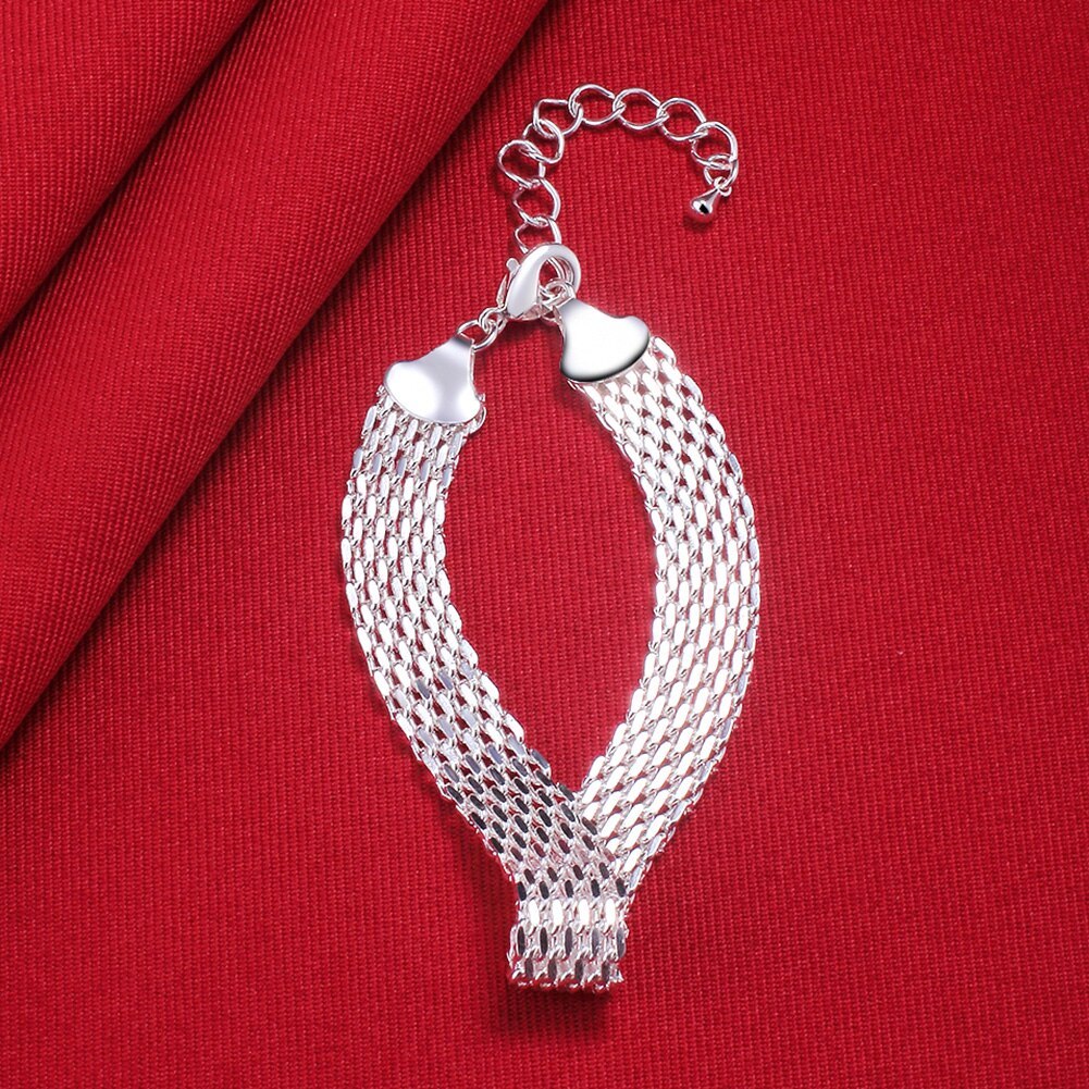 Factory direct fashion 925 Stamp Silver color Bracelet for woman elegant Creative strap chain Luxury jewelry Wedding party gift
