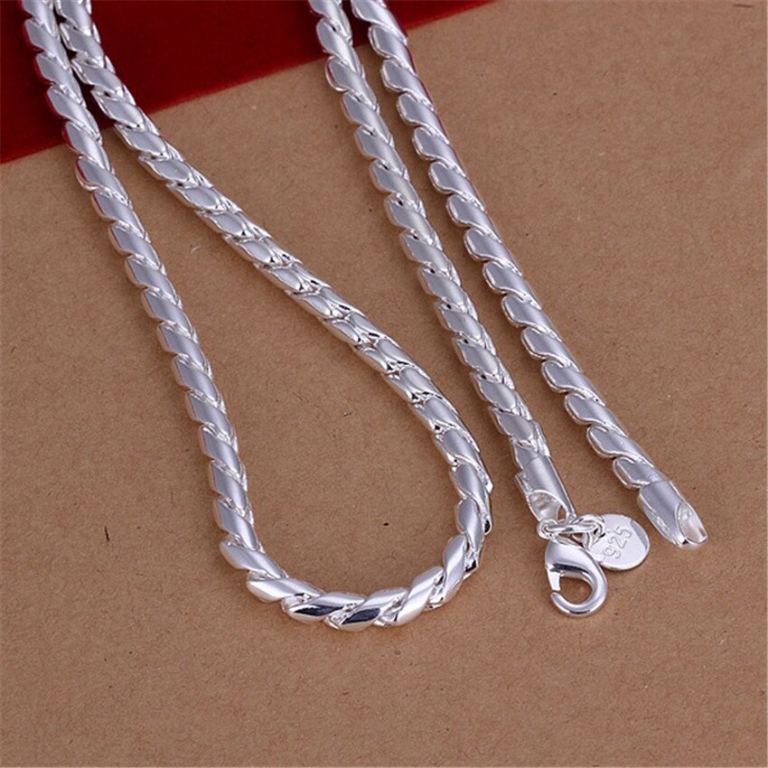 Factory Direct 925 Stamp Silver color Necklace for woman men's 20 inch personality 4MM Twisted rope chain Christmas gift Jewelry
