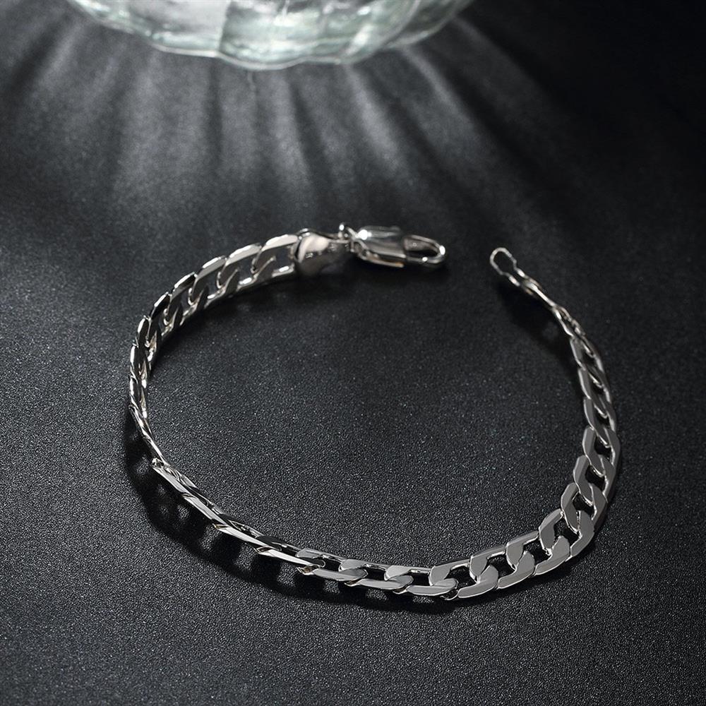 Factory direct fashion 925 Stamp Silver color Bracelet for man woman 6MM geometric side chain fine jewelry Wedding party gifts