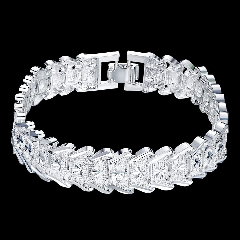 Factory direct fashion 925 Stamp Silver color Bracelet for men woman elegant 12MM chain fine Luxury jewelry Wedding party gifts
