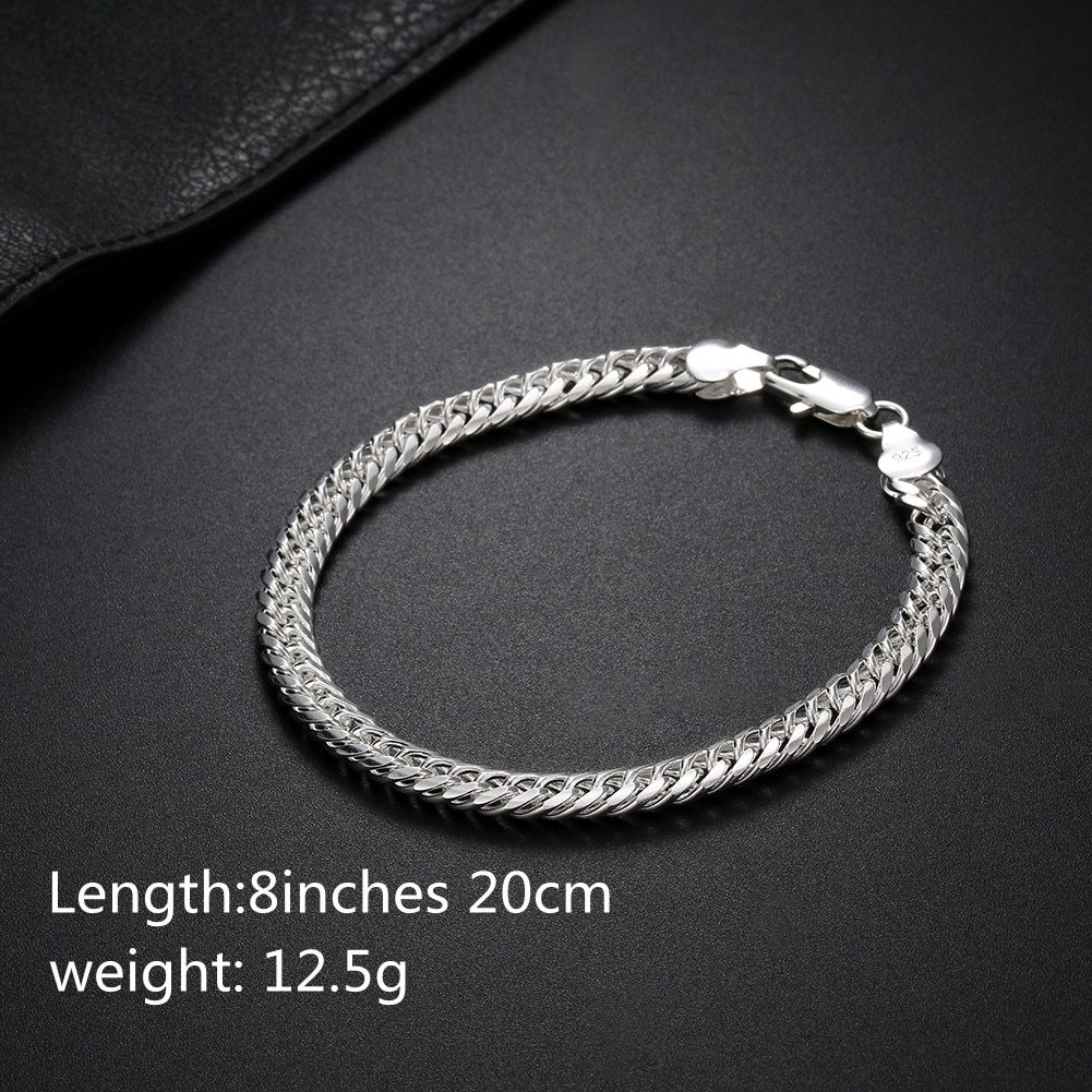 Fashion original 6MM geometric chain man 925 Stamp Silver color bracelet neckalces for women luxury Party wedding jewelry sets