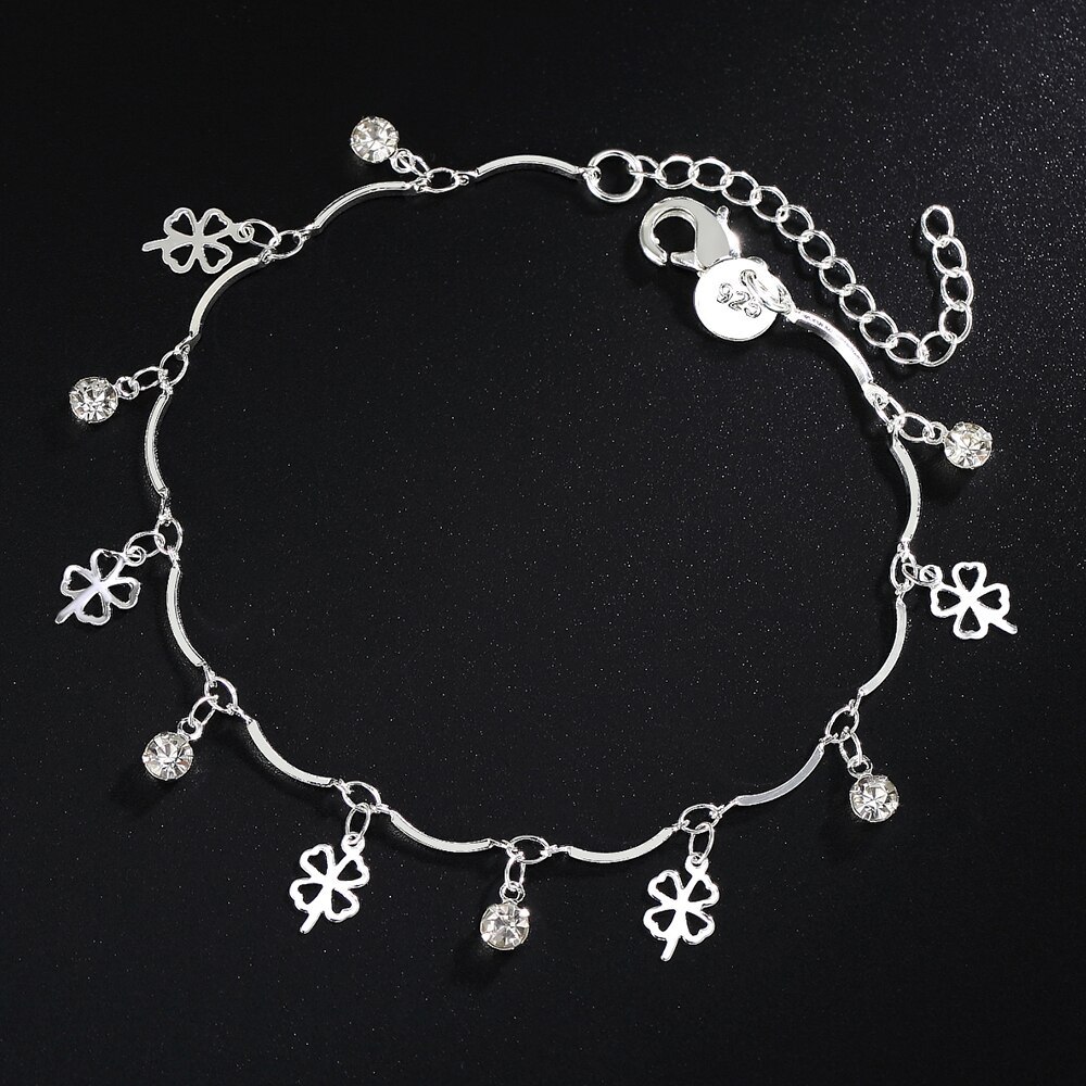 Factory direct Charm 925 Stamp Silver color leaf clover zircon Chain Bracelet for Women Fashion Wedding Party Gift fine Jewelry