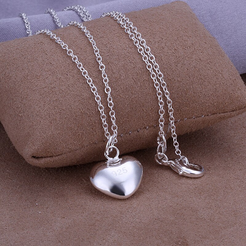 Original designer 925 Stamp Silver Solid charms heart Necklace For Women Fashion party wedding accessories Jewelry fine gifts