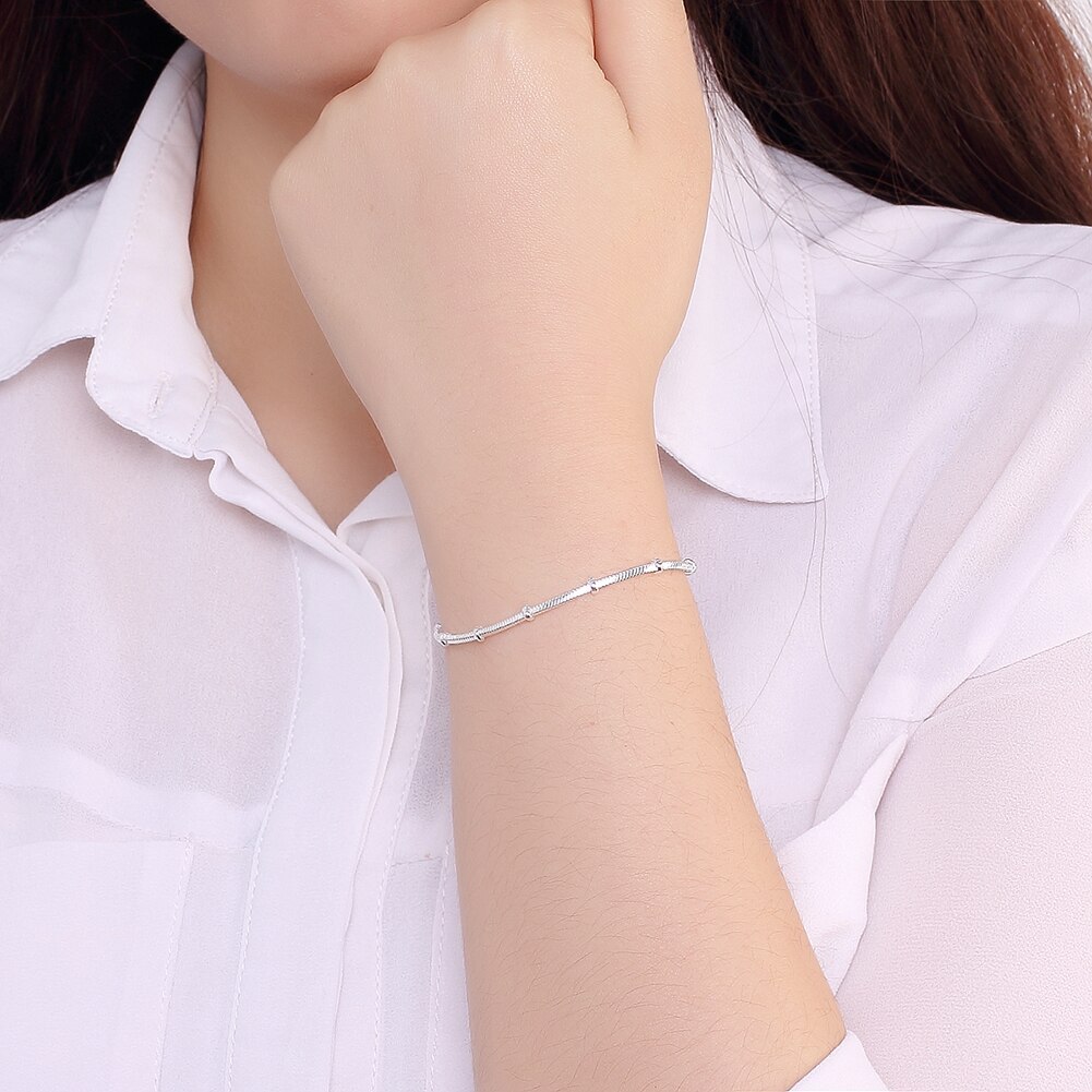 Factory direct fashion 925 Stamp Silver color Bracelet for woman elegant simple snake chain Luxury jewelry Wedding party gifts