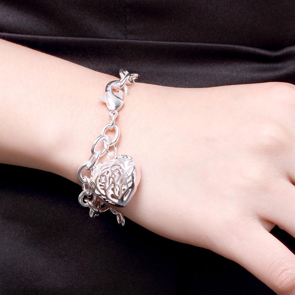 Factory direct fashion 925 Stamp Silver color Bracelet for woman Beautiful hollow heart chain fine jewelry Wedding party gifts