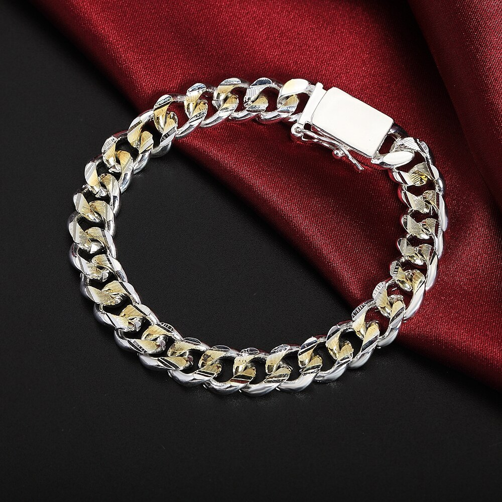925 Stamp Silver color Bracelet for woman man classic Square buckle gold chain Wedding party Christmas Gifts fashion Jewelry
