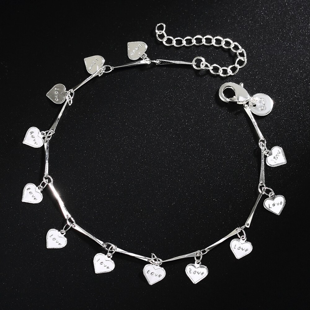 Special offer 925 Stamp Silver color LOVE Heart card Chain Bracelets for Women Fashion Wedding Party Girl Gift fine Jewelry