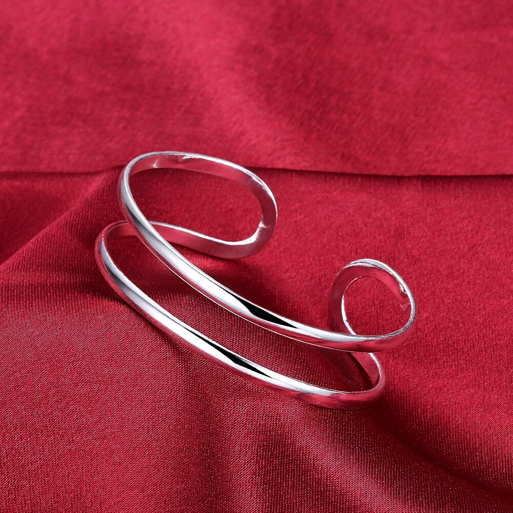 Pretty 925 Stamped silver Charm Double Line Bangles Rings Jewelry Set for women fashion party wedding accessories holiday gifts