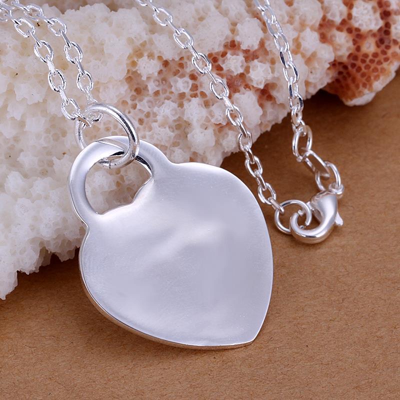 Charm 925 Stamp Silver color heart card Pendant Necklace for women Christmas gifts fashion luxury party wedding Jewelry