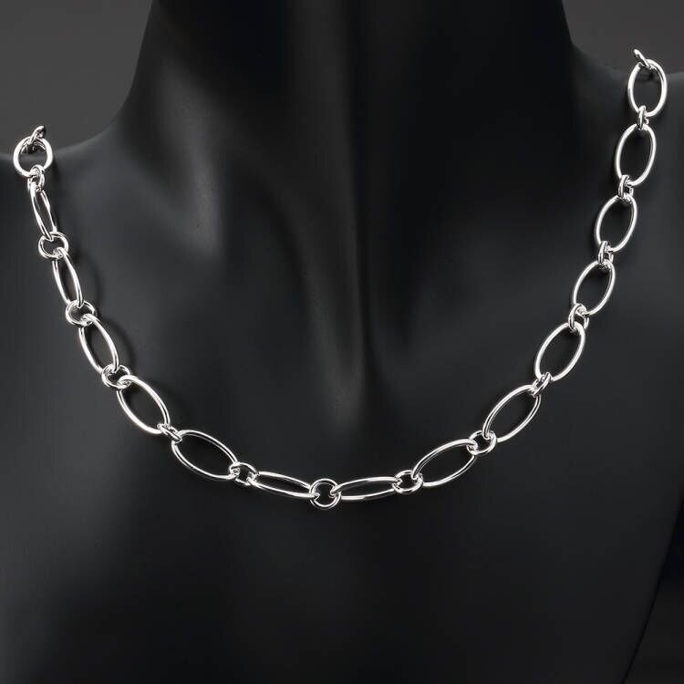 high quality Fine 925 Stamp Silver color necklace bracelet set for women men chain Circle fashion Silver jewelry 18inches