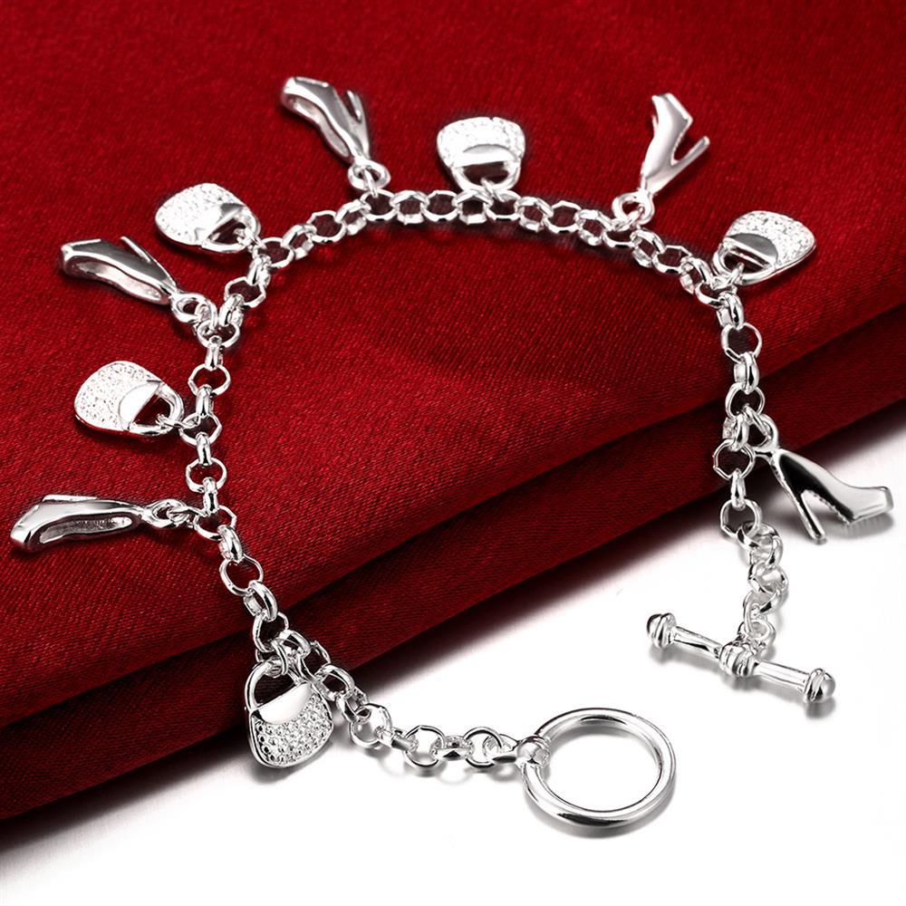 Hot charm 925 Stamp Silver color Bracelet for woman man Shoes and bags chain wild Wedding party Christmas Gifts fashion Jewelry