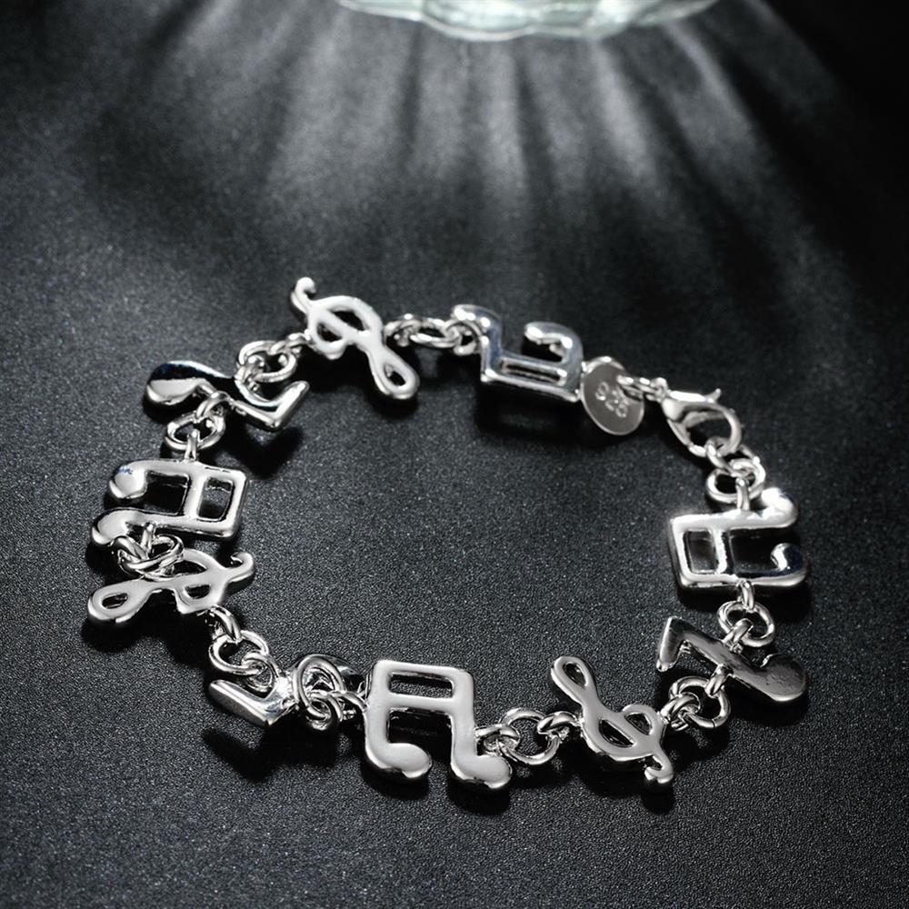 Factory direct fashion 925 Stamp Silver color Bracelet for woman Music notation chain fine Luxury jewelry Wedding party gifts