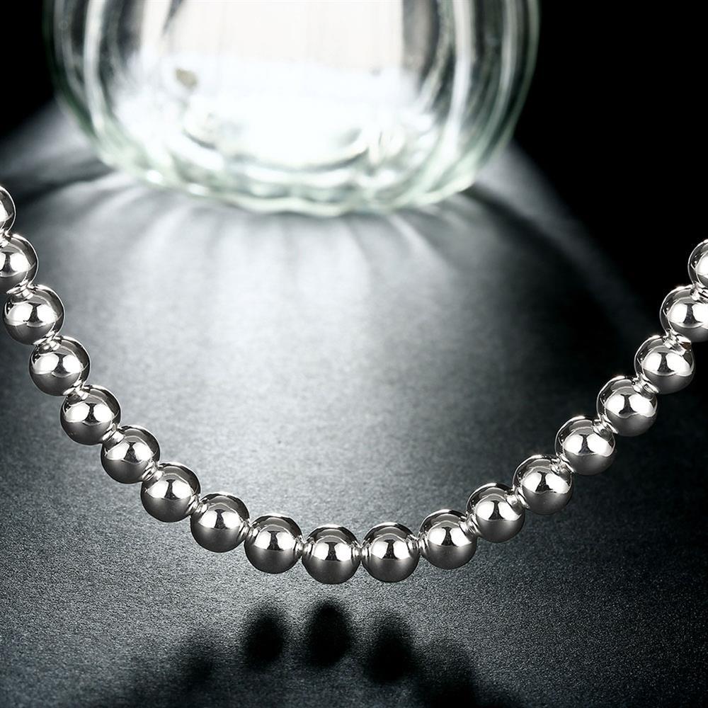 10MM beads chain 925 Stamp Silver color Bracelets necklace Jewelry set for Women Fashion wedding Party Holiday gifts
