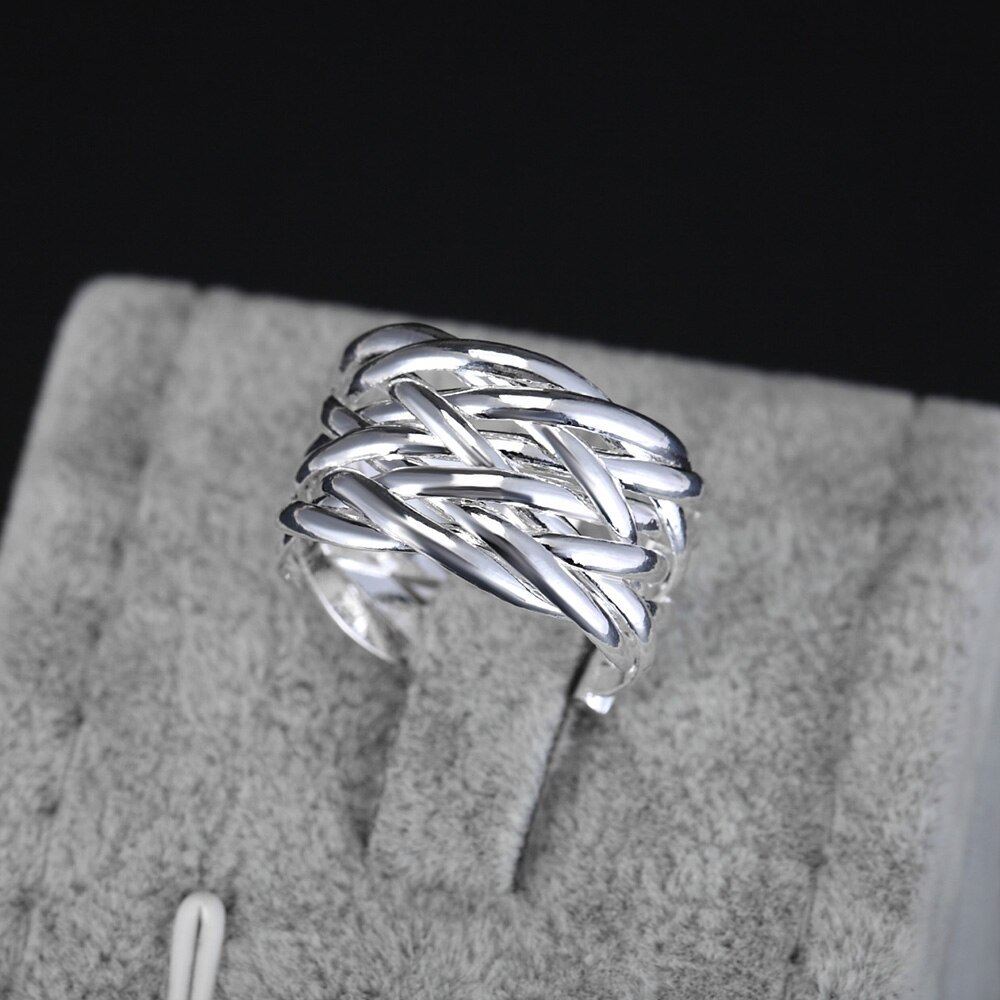Fashion hot 925 Stamp Silver color Rings For Women adjustable Retro Wedding Engagement Party lady Gifts Charm Jewelry