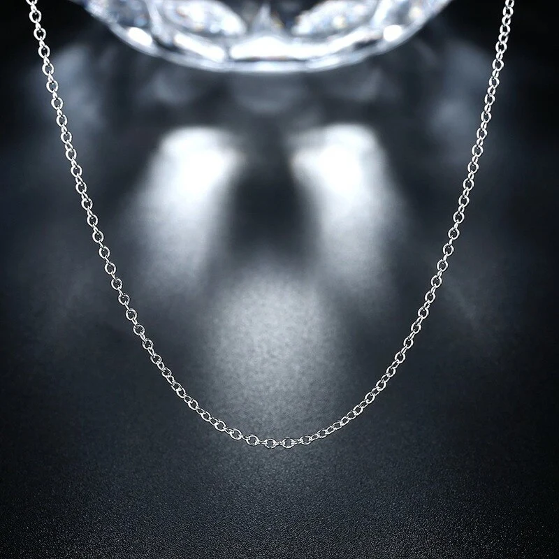100PCS 925 Stamp Silver color 1MM fine chains necklace for women men fashion party luxury designer jewelry set wedding for pendant