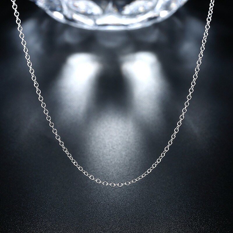 100PCS 925 Stamp Silver color 1MM fine chains necklace for women men fashion party luxury designer jewelry set wedding for pendant