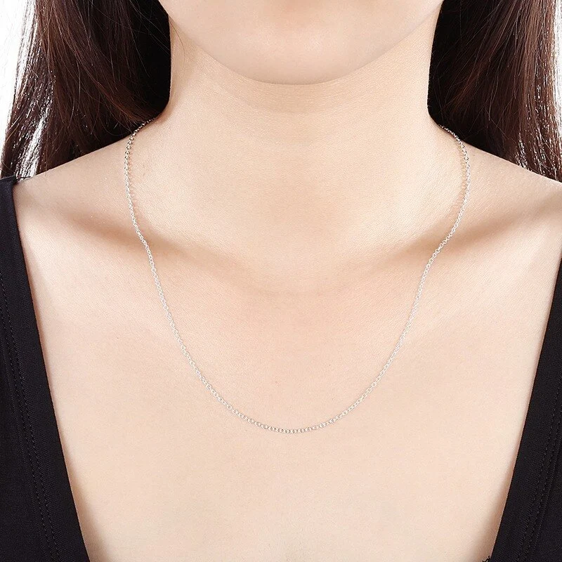 100PCS 925 Stamp Silver color 1MM fine chains necklace for women men fashion party luxury designer jewelry set wedding for pendant