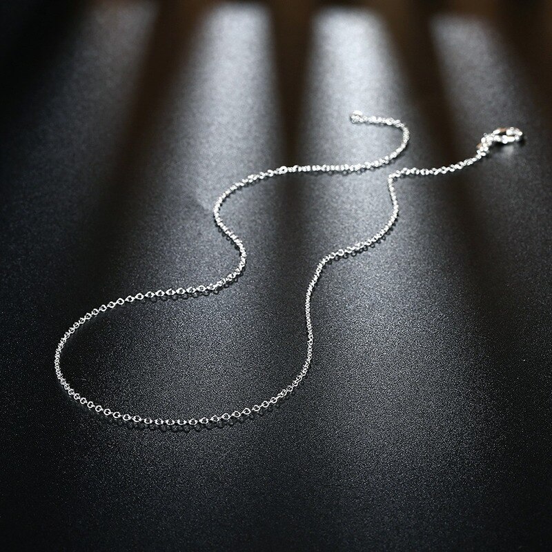 100PCS 925 Stamp Silver color 1MM fine chains necklace for women men fashion party luxury designer jewelry set wedding for pendant