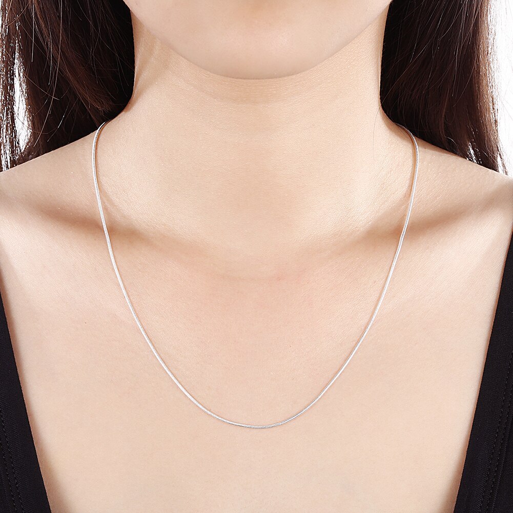100PCS/lot 925 Stamp Silver color 1MM Snake chains necklaces for women men