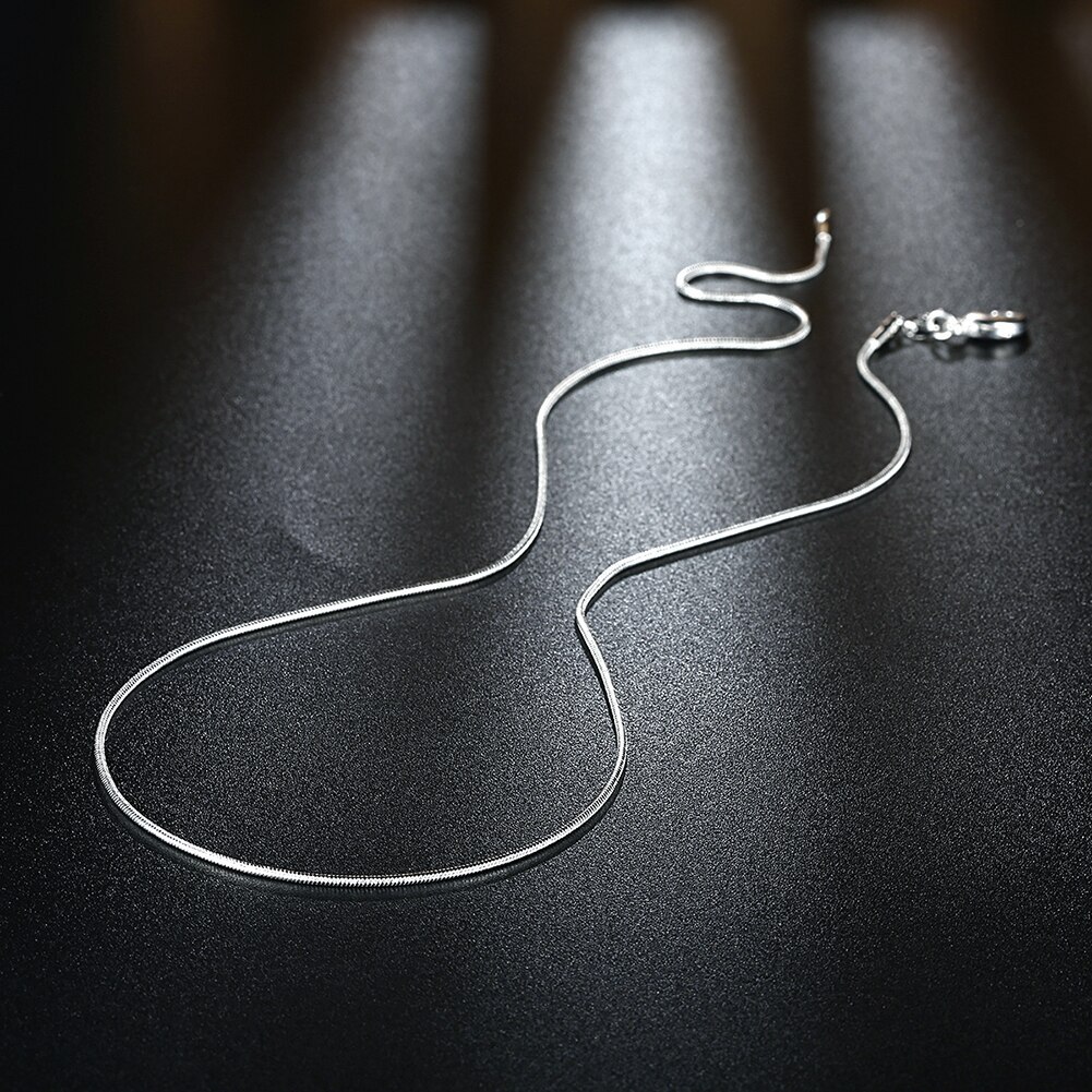 100PCS/lot 925 Stamp Silver color 1MM Snake chains necklaces for women men
