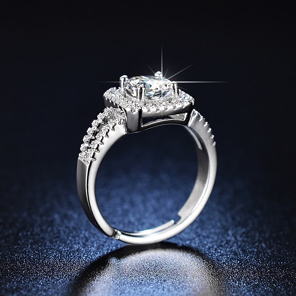 Fine 925 Stamped silver elegant Crystal square Rings for women original designer fashion party wedding Accessories Jewelry gifts