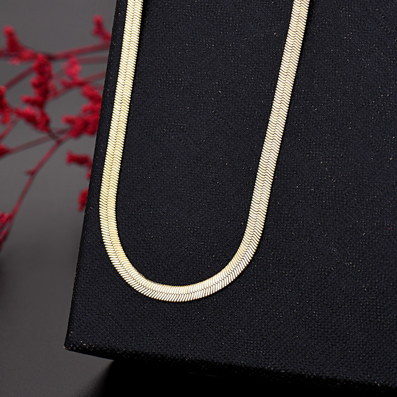 18K Gold color 4MM flat necklace 45-60cm
