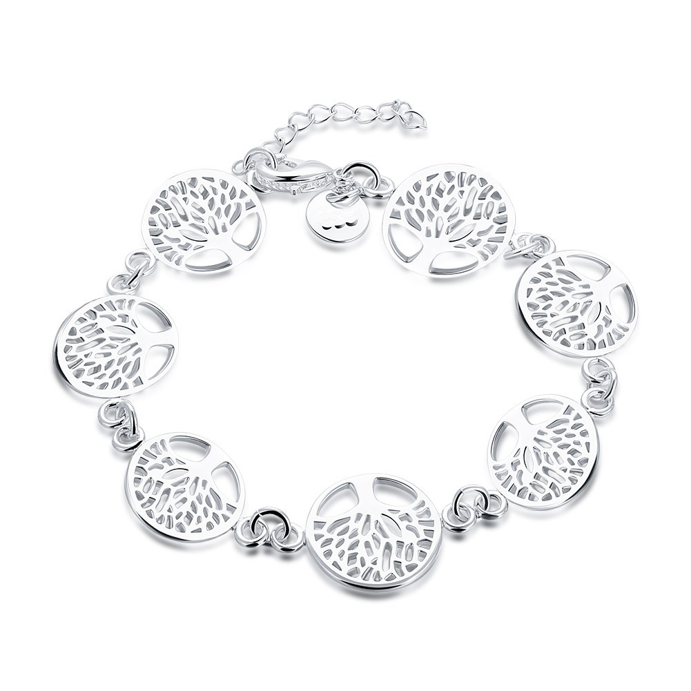 H607  Stamped 925  Tree chain women bracelet 20cm noble cute