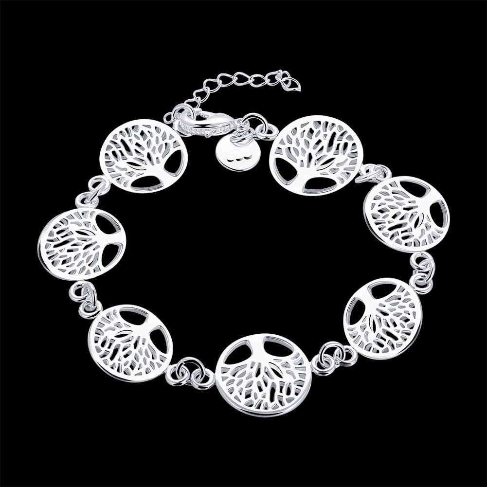 H607  Stamped 925  Tree chain women bracelet 20cm noble cute
