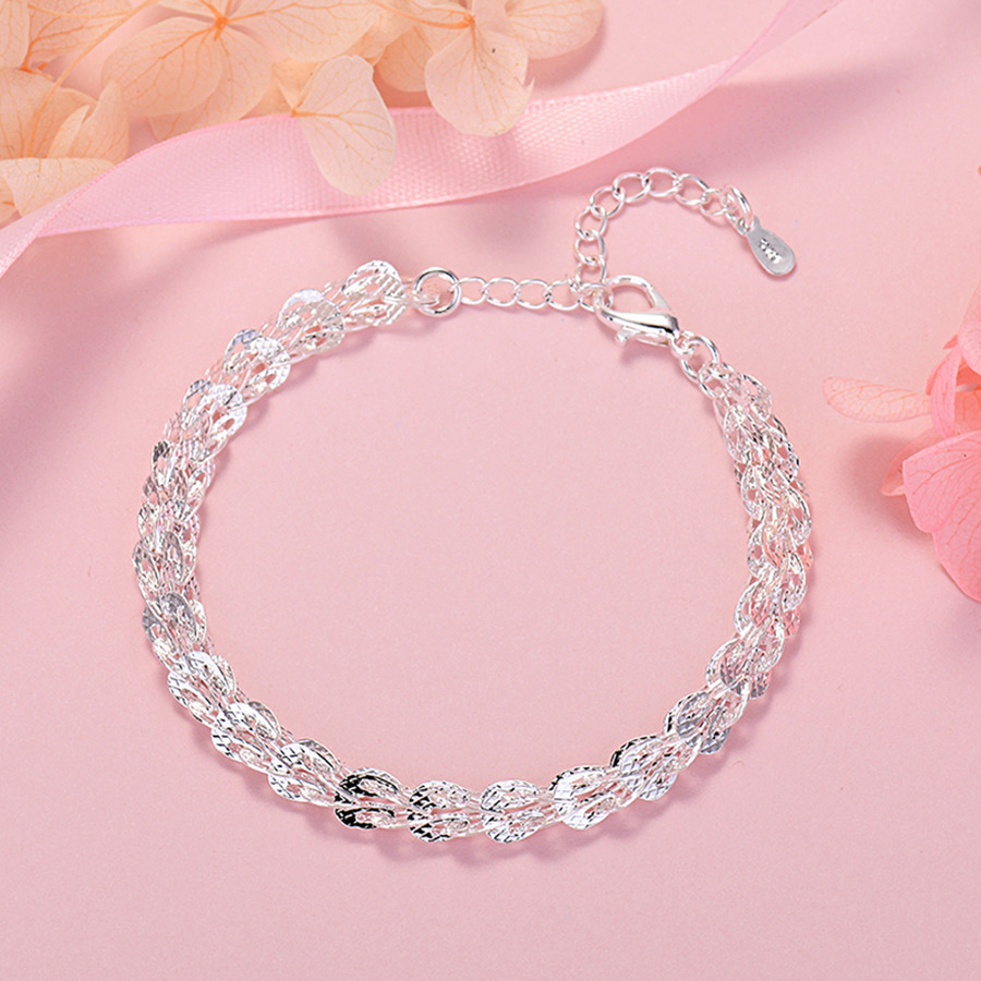 LH084  stamped 925  Women lady cute chain bracelet 20cm 8inches.