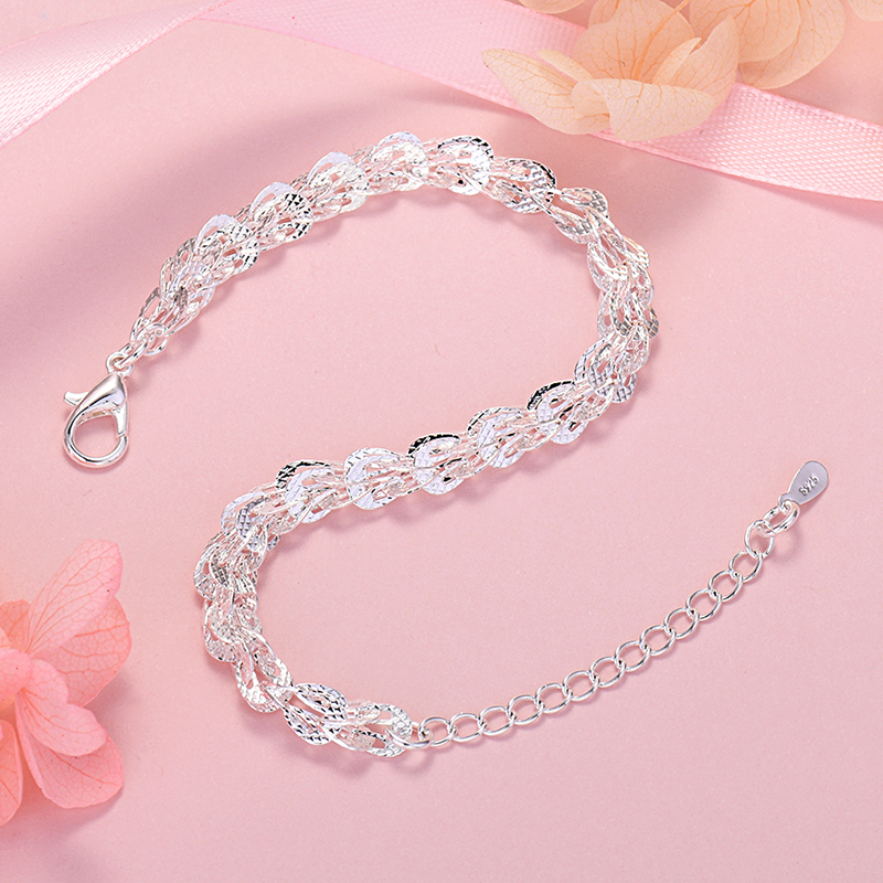 LH084  stamped 925  Women lady cute chain bracelet 20cm 8inches.