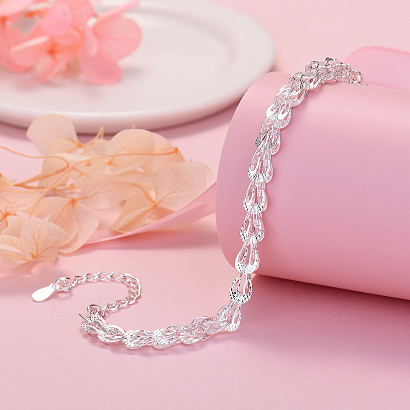 LH084  stamped 925  Women lady cute chain bracelet 20cm 8inches.
