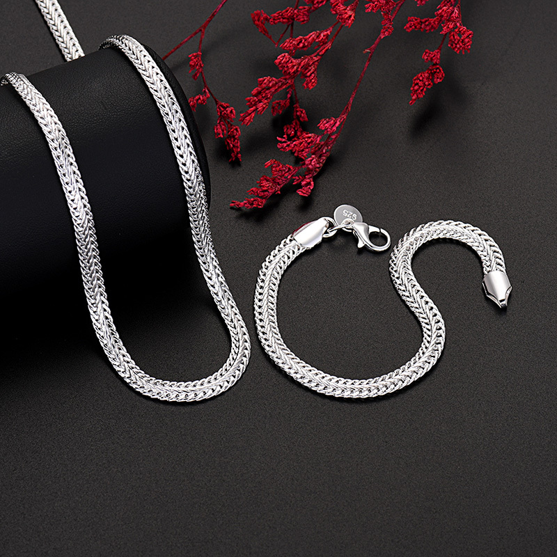 Stamped 925 , bracelet necklace jewelry set . hot sale 20cm and 50cm