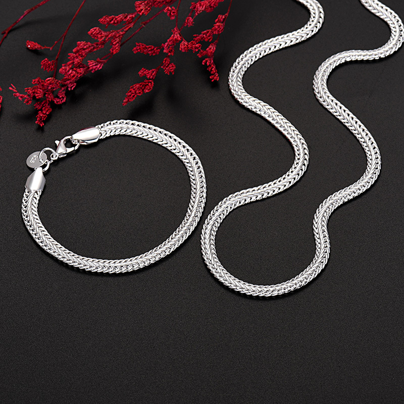 Stamped 925 , bracelet necklace jewelry set . hot sale 20cm and 50cm