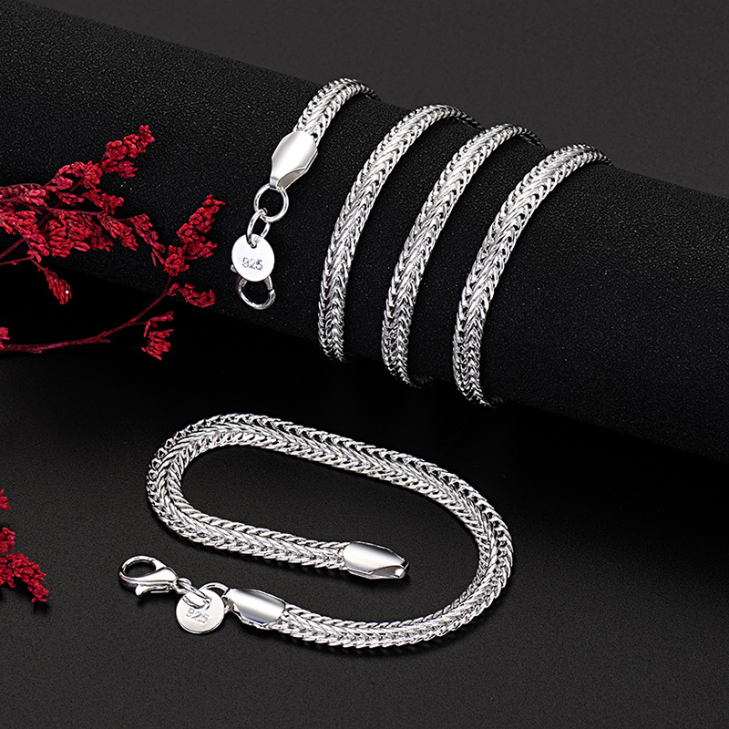 Stamped 925 , bracelet necklace jewelry set . hot sale 20cm and 50cm